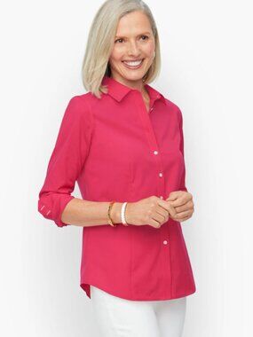 TALBOTS Non-Iron Perfect Shirt Raspberry Button Down Size 16 Summer Chic Office